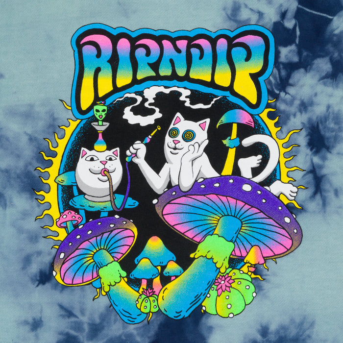 RIPNDIP Psychedelic Garden Hoodie (Navy/Aqua Lightning Wash)