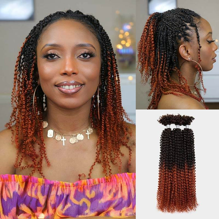 copper colored ombre kinky v bulk passion twist hair