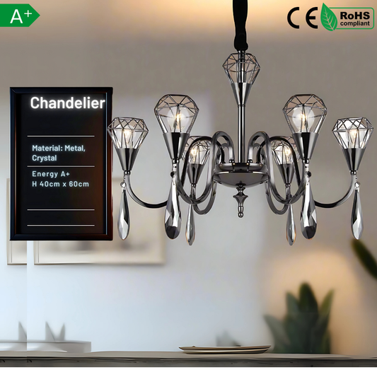 Raindrop 6-Lamp Antique Chandelier | Ceiling Pendant~4621