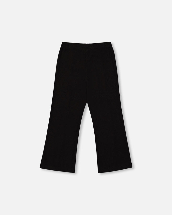Ribbed Leggings Bootleg With Slit Black-2