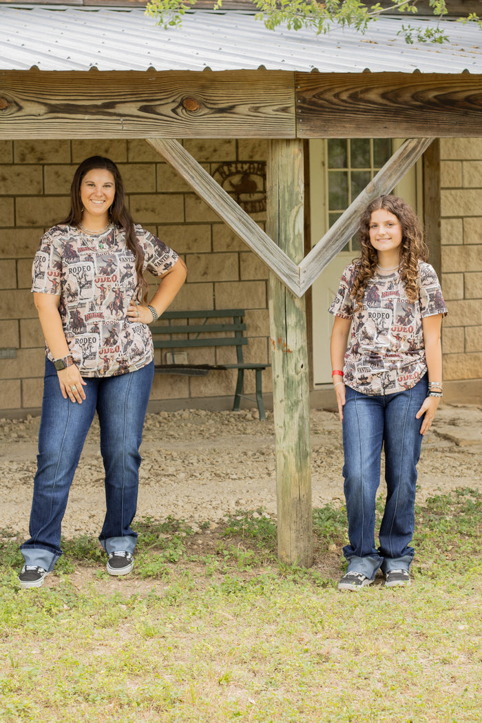 Rodeo Collage Western Print Short Sleeve Top