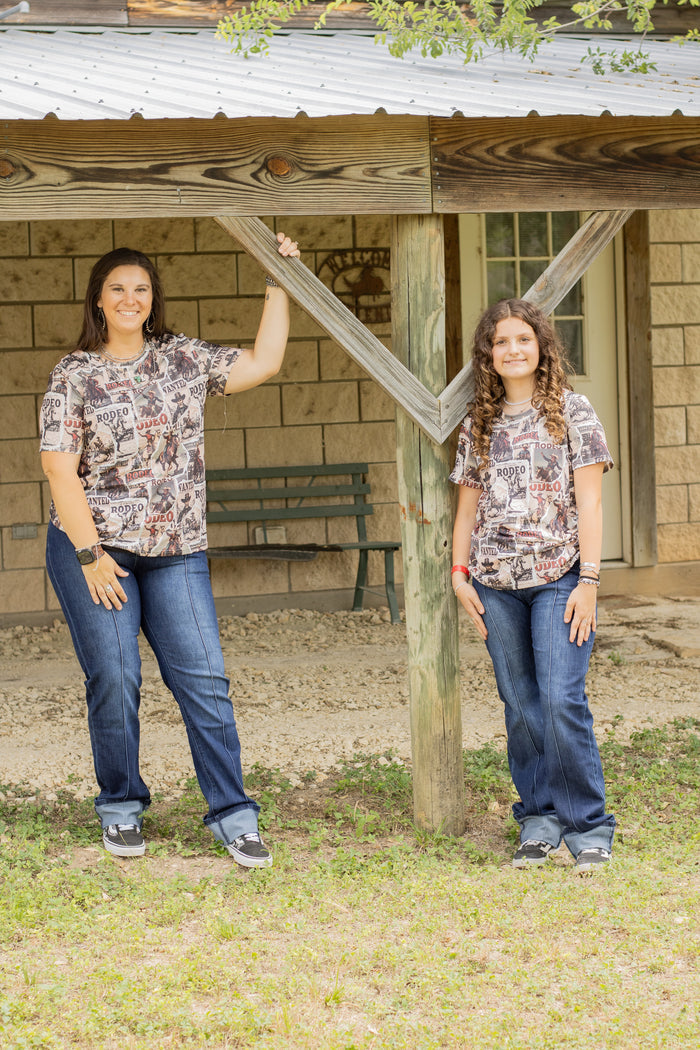 Rodeo Collage Western Print Short Sleeve Top