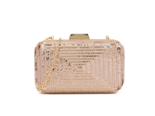 Rose Gold Sequin Beaded Box Clutch Bag
