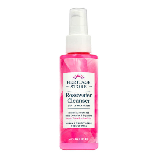 Bottle of rosewater cleanser.