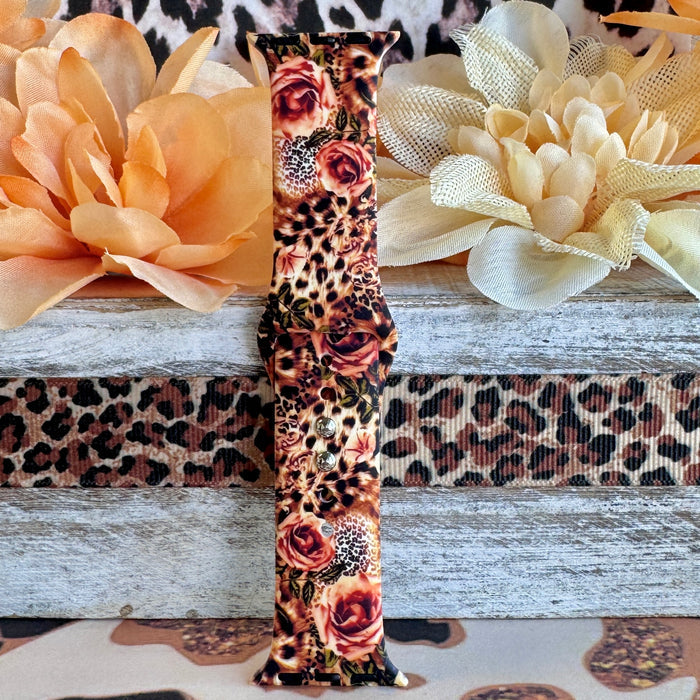 Savage Rose Print Silicone Band For Apple Watch
