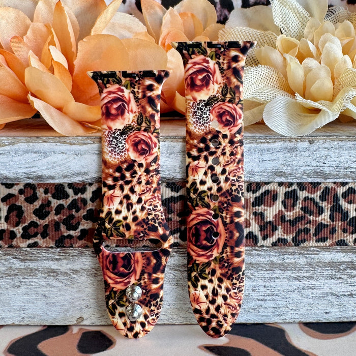 Savage Rose Print Silicone Band For Apple Watch