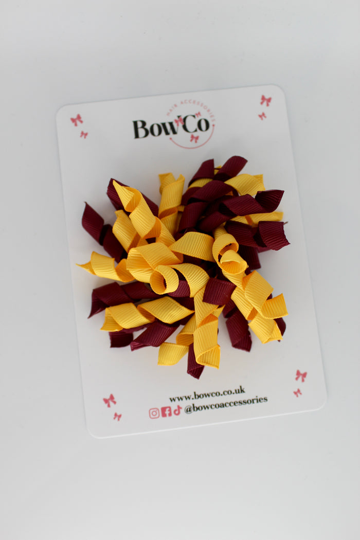 School Bow Burgundy and Yellow Gold - Corker Bow - Clip