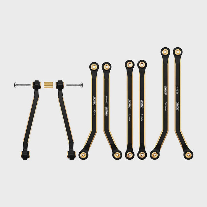 SCX24-126BR INJORA 8PCS 37g Heavy Brass High Clearance Chassis 4 Links Set for SCX24 C10 JLU Bronco Base Camp 4Runner
