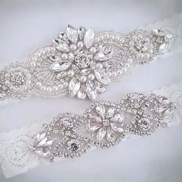 "Sierra" - Lace and Crystal Bridal Garter Set