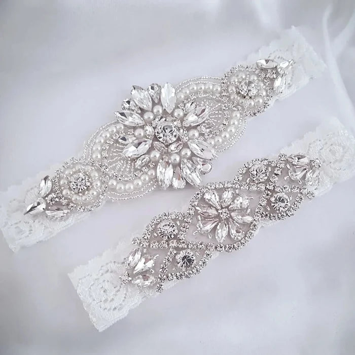 "Sierra" - Lace and Crystal Bridal Garter Set