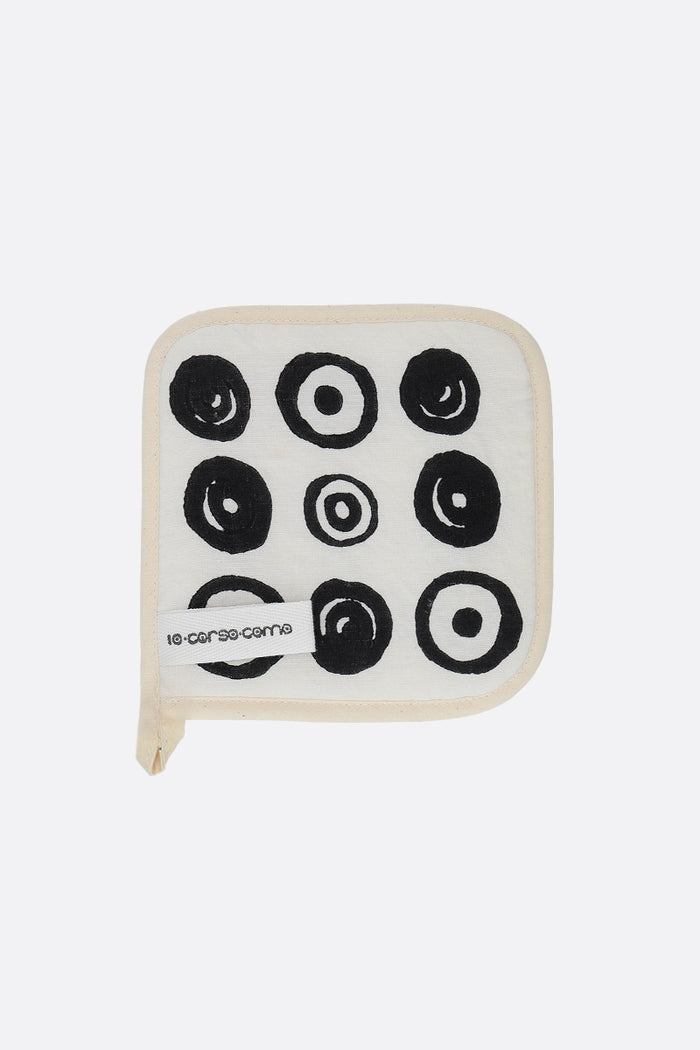 signature circles print linen pot holder