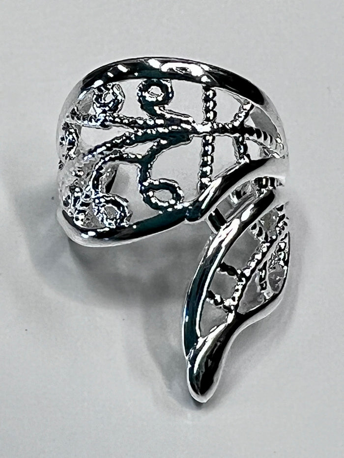 Silver Butterfly Wing Ear Cuff – Adjustable Non-Piercing Jewelry front view