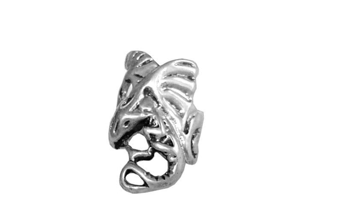 Silver Dragon Ear Cuff – Mystical Non-Piercing Jewelry front view