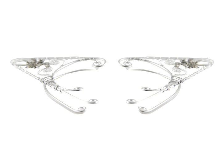 Silver Fairy Elf Ear Cuffs - Non Piercing Festival Jewelry side view