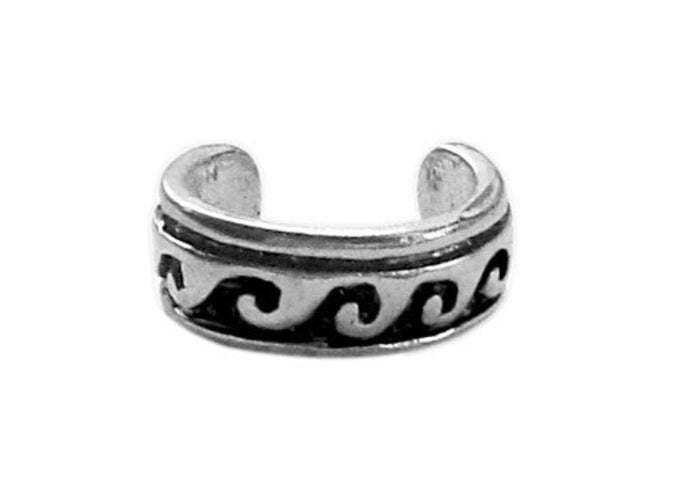 silver wave ear cuff non piercing earring front view