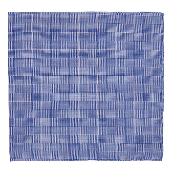 A Simonnot Godard Blue Prince de Galles pocket square with hand-rolled borders, available at KirbyAllison.com.