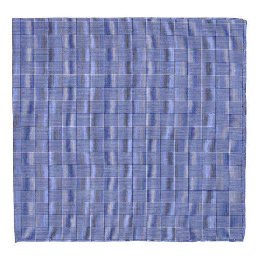 A Simonnot Godard Blue Prince de Galles pocket square with hand-rolled borders, available at KirbyAllison.com.
