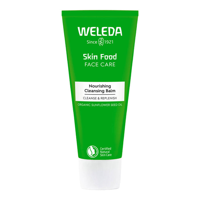 Tube of natural cleansing balm formulated with organic sunflower seed oil.