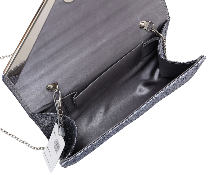 Sparkling Gold Glitter V Evening Clutch Bag