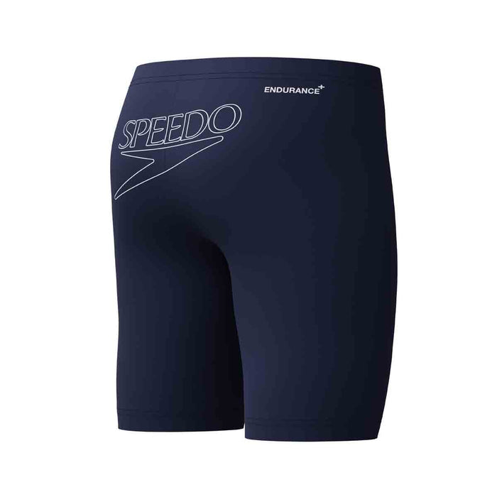 Speedo boys' Endurance+ logo jammer in peacoat, featuring a sleek swimwear design for young swimmers.