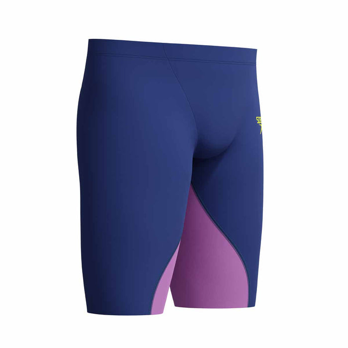 Speedo Boys Fastskin Junior LZR Ignite navy and purple jammers, designed for young swimmers, with a sleek, fitted swimwear style.