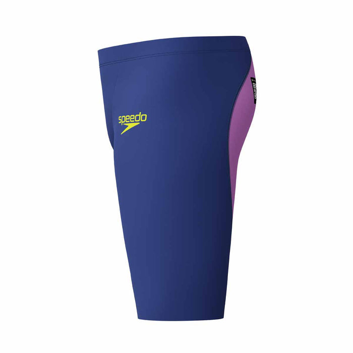Speedo Boys Fastskin Junior LZR Ignite Navy and Purple Jammers for ages 7-8, featuring sleek swimwear design.