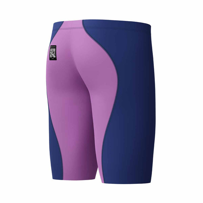 Speedo Boys Fastskin Junior LZR Ignite jammer in navy and purple, designed for young swimmers, featuring a sleek, hydrodynamic fit.