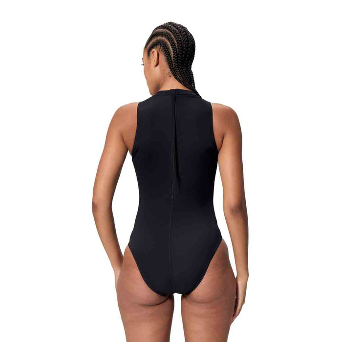 Speedo Women's Endurance+ Logo Hydrasuit swimsuit in anthracite, featuring a sleek design and supportive fit for swimming.