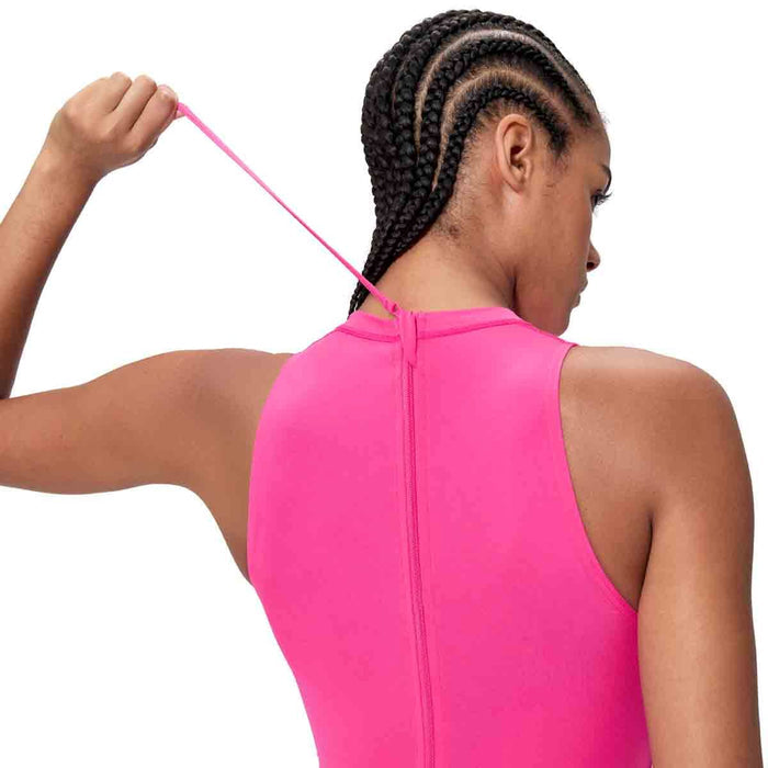 Speedo Women's Endurance+ Logo Hydrasuit Swimsuit in vibrant Margarita Pink, designed for swimming and water sports.