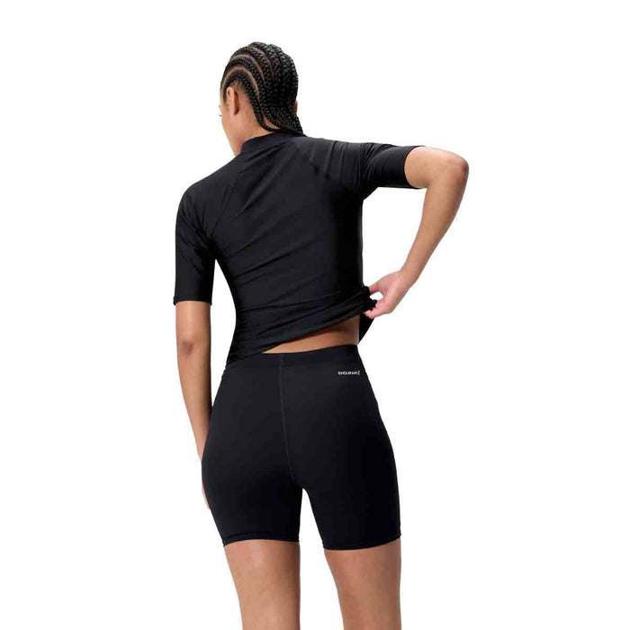 Speedo women's Endurance+ swim shorts in anthracite, female swim bottoms with a comfortable, athletic fit for swimming.
