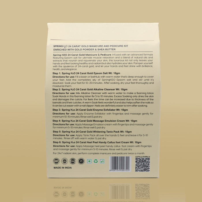 SPRING H2O 24 Carat Gold Manicure & Pedicure Kit Increase Radiance and Stimulates skin cells