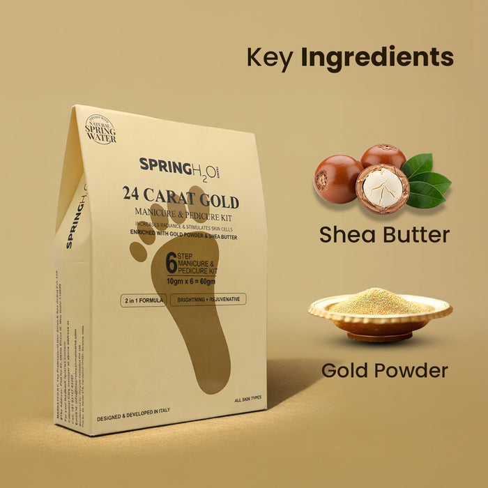 SPRING H2O 24 Carat Gold Manicure & Pedicure Kit Increase Radiance and Stimulates skin cells