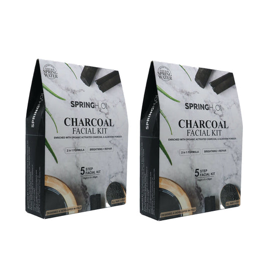 SPRING H2O Charcoal Facial Kit 50 gm 2 in 1 Formula Brightning+Repair 5 Step Pack of 2