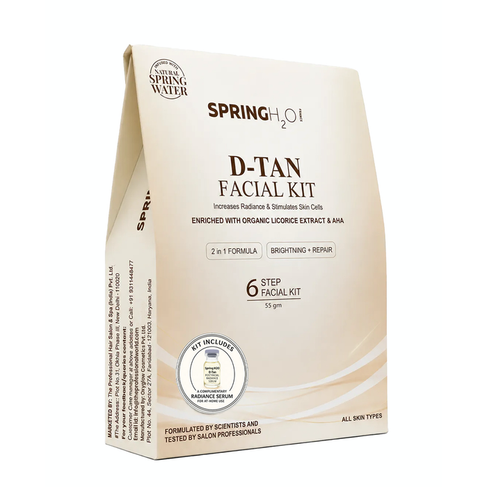 SPRING H2O D-TAN Facial Kit 55 gm 2 in 1 Formula Brightening Repair 6 Step