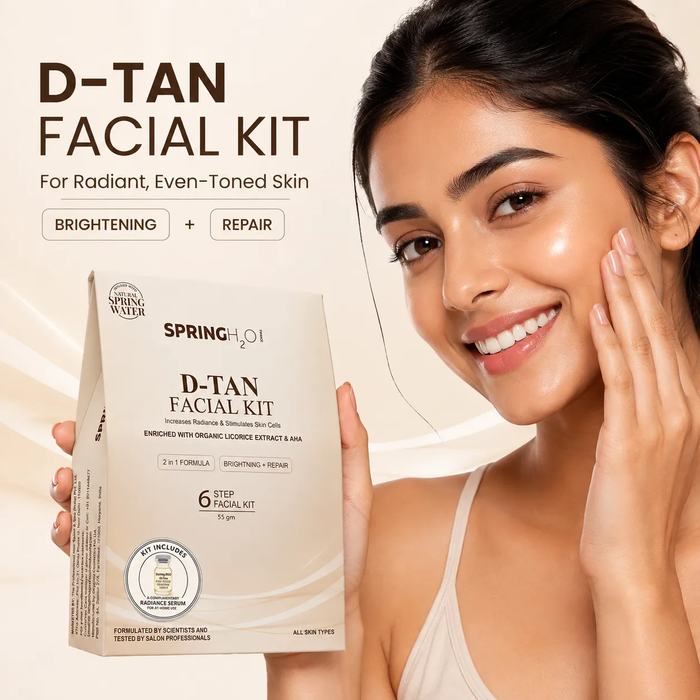 SPRING H2O D-TAN Facial Kit 55 gm 2 in 1 Formula Brightening Repair 6 Step