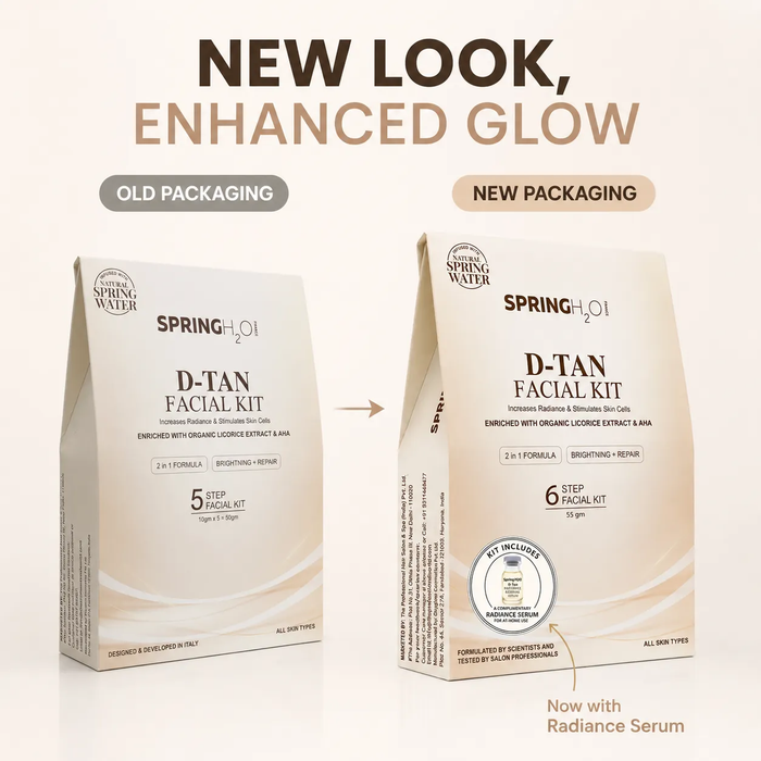 SPRING H2O D-TAN Facial Kit 55 gm 2 in 1 Formula Brightening Repair 6 Step