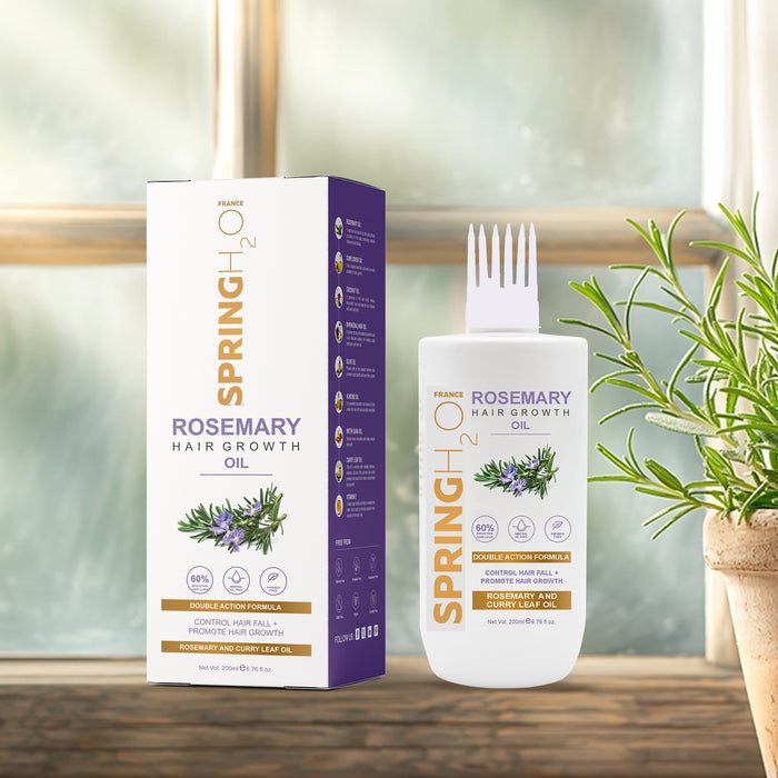 Spring H2O Rosemary & Rice Water Hair Spray and Rosemary Oil Combo for Hair Re-Growth