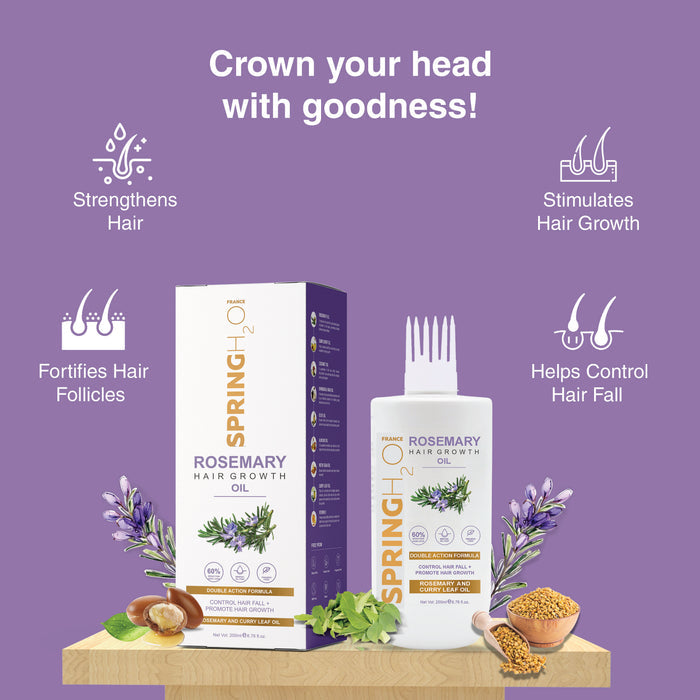 Spring H2O Rosemary & Rice Water Hair Spray and Rosemary Oil Combo for Hair Re-Growth