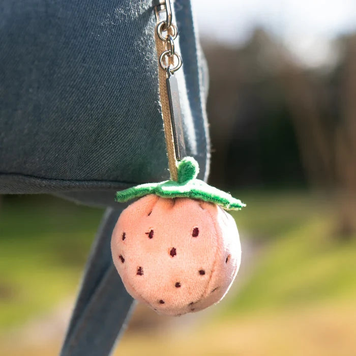 strawberry keychain, pink bag charm, Bukowski plush charm, pastel pink strawberry, Swedish plush toy, cute key ring, kawaii bag accessory, strawberry purse charm, gift for teens, fruit plush charm