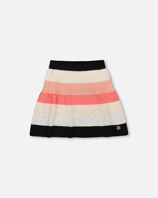 Striped Knit Skirt Beige Black And Pink-0