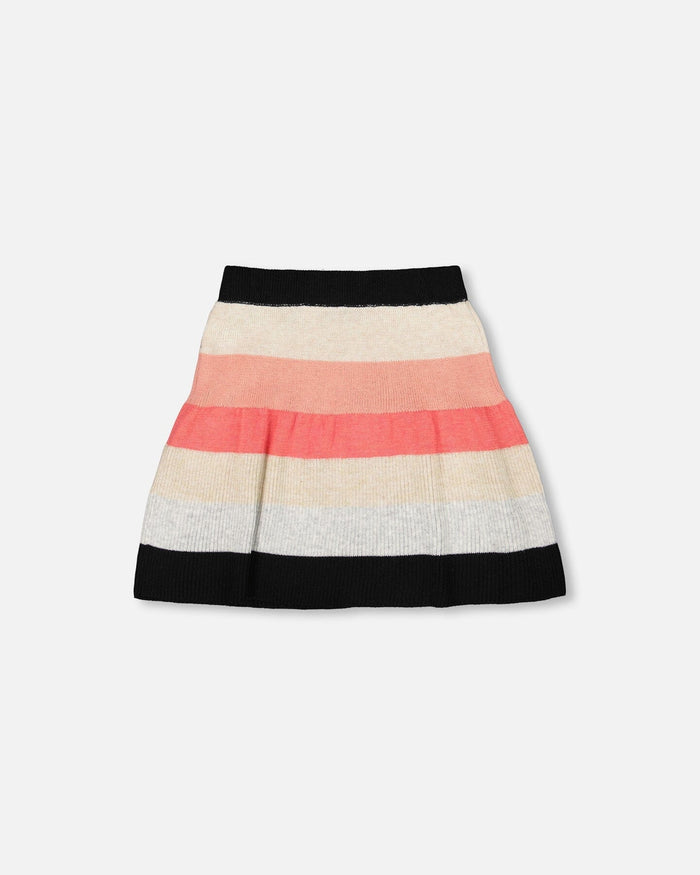 Striped Knit Skirt Beige Black And Pink-2