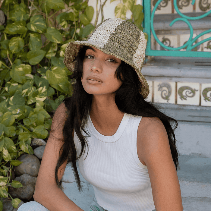 Made by Minga Summer Bucket Hat - Matcha Green Stripe