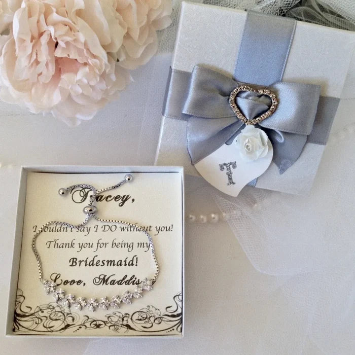 Wedding Jewelry - Cubic Zirconia Adjustable Bracelet - Available in Rose Gold, Silver and Yellow Gold