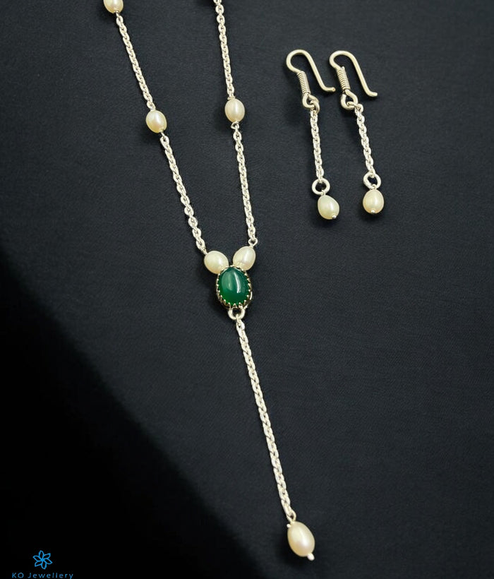The Kaya  Silver Pearl & Gemstone Necklace/ Earrings