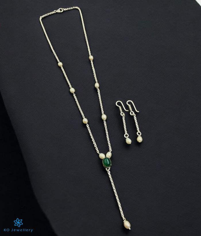 The Kaya  Silver Pearl & Gemstone Necklace/ Earrings