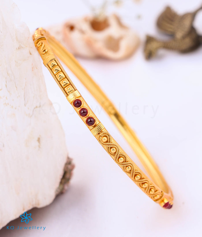 The Ruhi Silver Kempu Bangle- Single (Size/2.2/2.4/2.6/2.8)