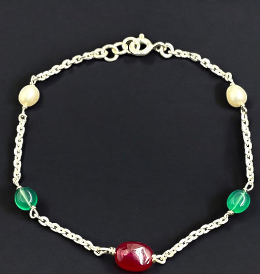 The Sakshi Silver Gemstone Bracelet