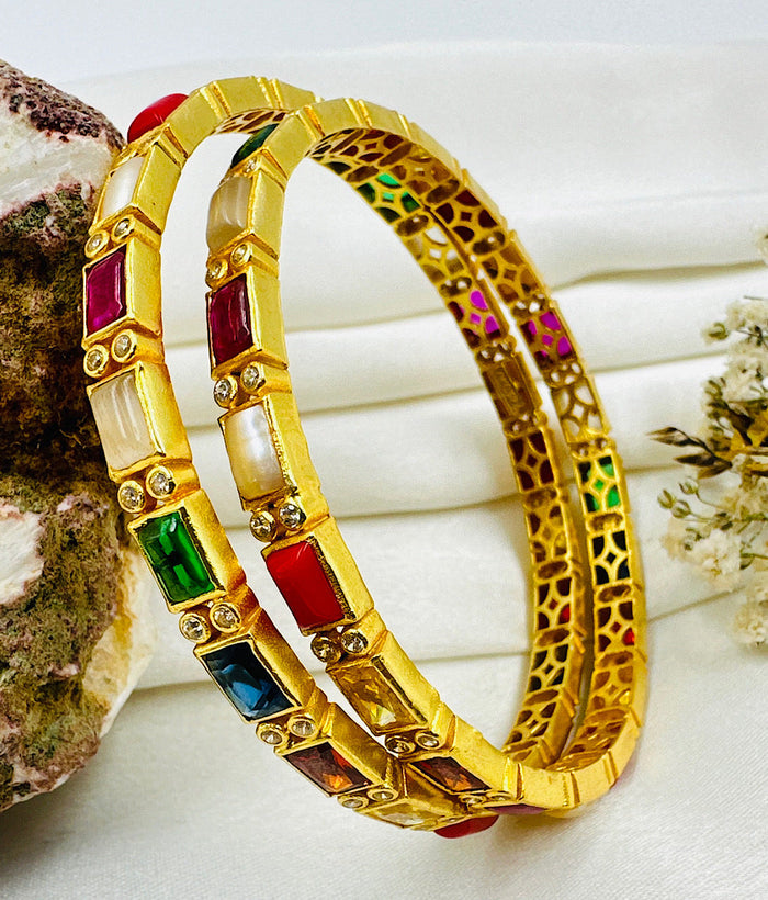The Siri Silver Navratna Bangle -Single(Size/2.6)