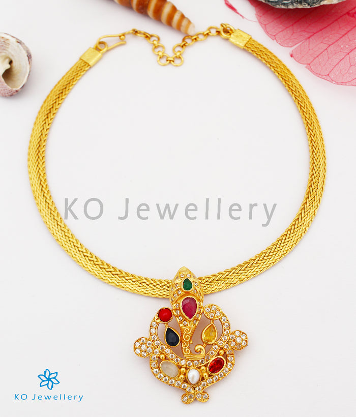 The Vakratunda Silver Navarathna Ganesha Necklace