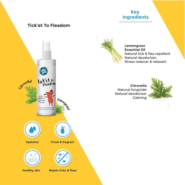 Tick’et to Fleadom Dry Shampoo-250ml + Excuse Me Fleas Dog Shampoo-200ml - Captain Zack